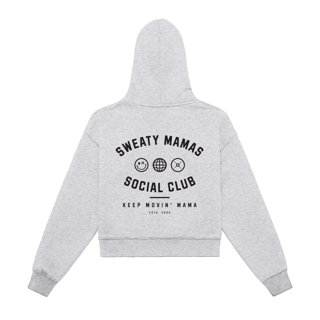 Fleeced Zip-Up Cropped Hoodie