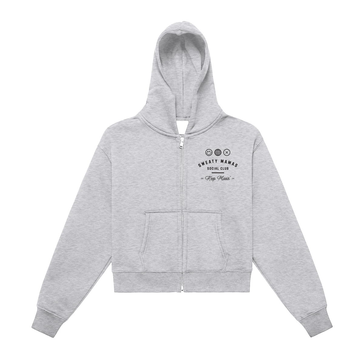 Fleeced Zip-Up Cropped Hoodie