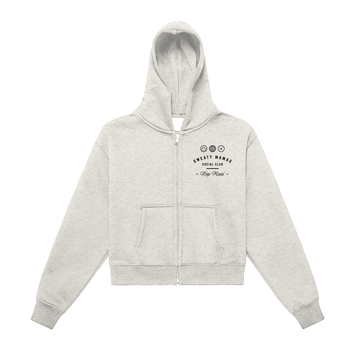 Fleeced Zip-Up Cropped Hoodie